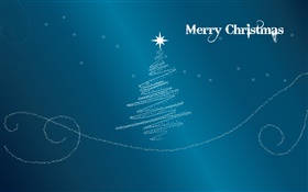 Frohe Weihnachten, kreatives Design, Baum, Stern, blauer Hintergrund HD Hintergrundbilder