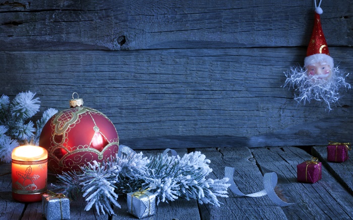 Frohe Weihnachten, Dekoration, Geschenke, Kerzen, Kugeln Hintergrundbilder Bilder