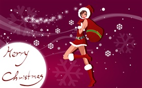 Frohe Weihnachten, Vektor Mädchen, Geschenke, Schneeflocke HD Hintergrundbilder