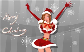 Frohe Weihnachten, Vektor-Illustration, Mädchen HD Hintergrundbilder