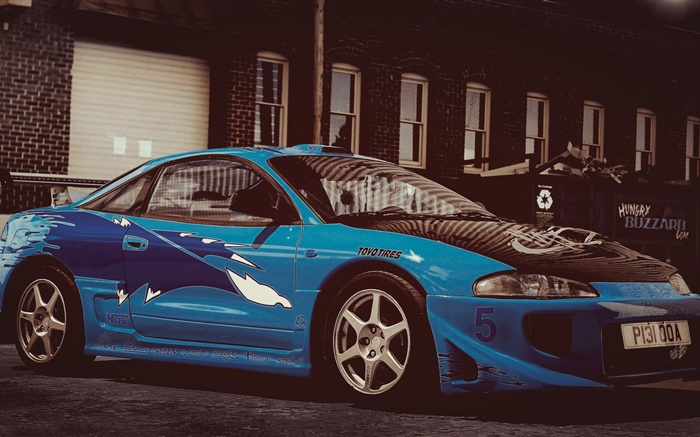Mitsubishi Eclipse, blauen Rennwagen Hintergrundbilder Bilder