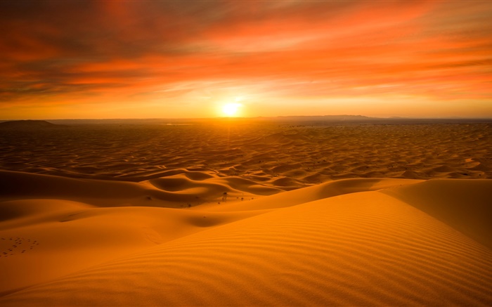 Marokko, Sahara, Sand, Sonnenuntergang Hintergrundbilder Bilder