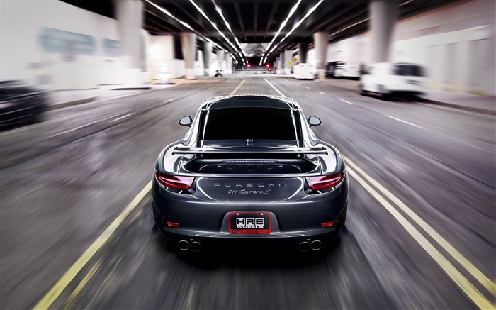 Porsche 911 Carrera S graues Auto, Geschwindigkeit, Unschärfe Hintergrundbilder Bilder