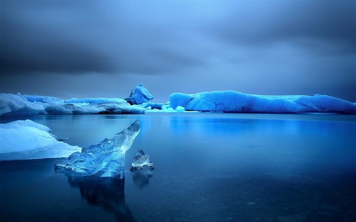 Winter, Schnee, Eis, See, Wasser, Abenddämmerung, blau Hintergrundbilder Bilder
