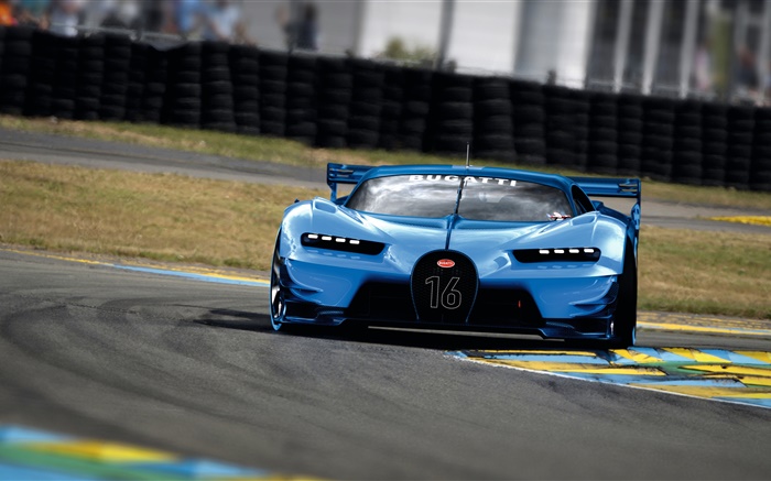 2015 Bugatti Vision-Gran Turismo blau supercar Vorderansicht Hintergrundbilder Bilder