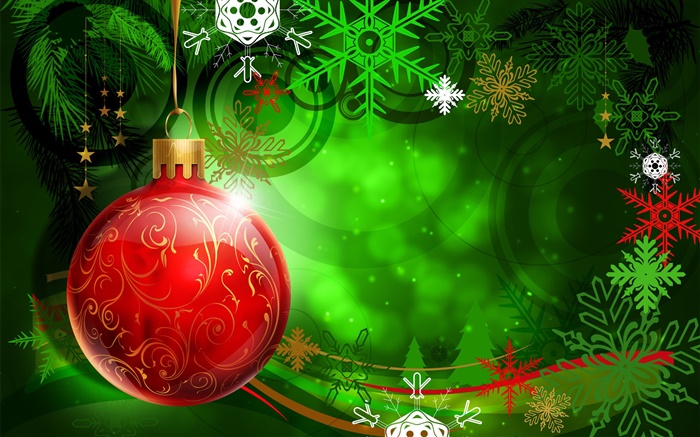 Weihnachten, Neujahr, rote Kugel, Dekoration, Schneeflocke , Vektor Hintergrundbilder Bilder