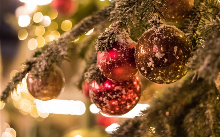 Weihnachtsbaum, Bälle, Glanz, Hintergrund verwischen Hintergrundbilder Bilder