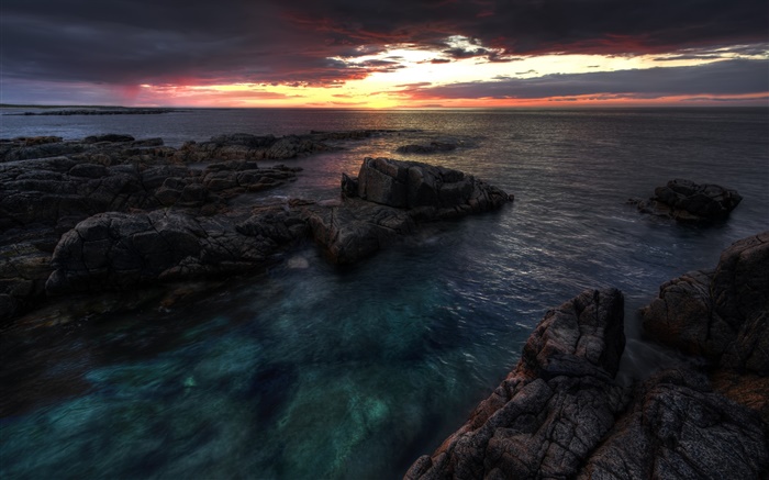 Donegal, Irland, Meer, Küste, Morgendämmerung , Sonnenaufgang, Wolken Hintergrundbilder Bilder