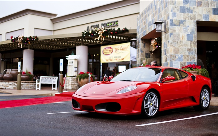 Ferrari F430 rot Supersportwagen , Straßen Hintergrundbilder Bilder