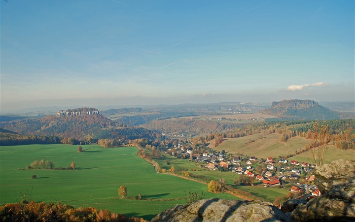 Deutschland, Tal, Stadt, Bäume, Häuser, Berge Hintergrundbilder Bilder