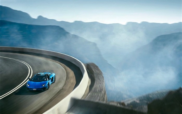 Lamborghini Aventador LP750-4 blau Supersportwagen , Hochgeschwindigkeits Hintergrundbilder Bilder