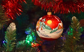 Frohe Weihnachten, Neujahr, Dekoration, gemalt Ball