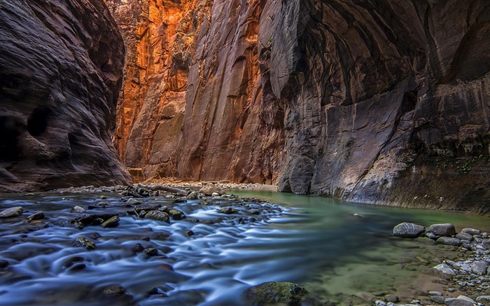 Fluss, Höhle, Canyon, Steine Hintergrundbilder Bilder