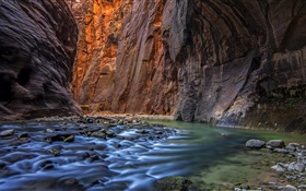 Fluss, Höhle, Canyon, Steine HD Hintergrundbilder