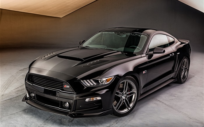 2015 Ford Mustang schwarzes Auto Vorderansicht Hintergrundbilder Bilder