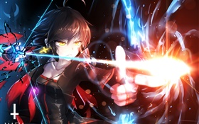 Anime-Mädchen Verwendung Bogen, Magie, Licht HD Hintergrundbilder