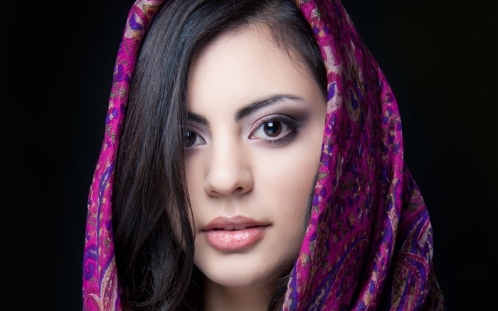 Schönes indisches Mädchen, braune Augen, Schal Hintergrundbilder Bilder
