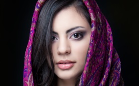 Schönes indisches Mädchen, braune Augen, Schal HD Hintergrundbilder