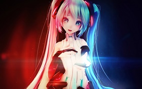 Hatsune Miku, Musik Mädchen, lächeln, anime HD Hintergrundbilder