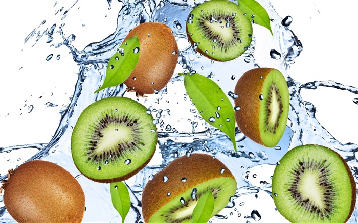 Kiwi, Obst, Wassertropfen Hintergrundbilder Bilder