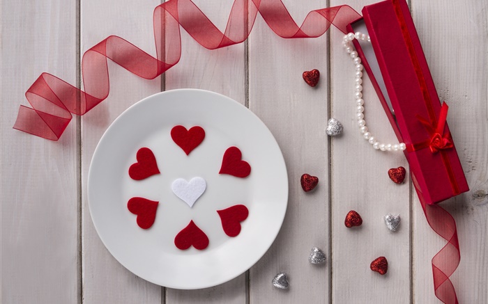 Valentinstag, Liebe Herzen, Band, Schmuck, Geschenk Hintergrundbilder Bilder