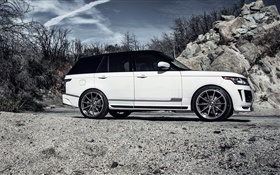 2015 Land Rover Range Rover weißes Auto Seitenansicht HD Hintergrundbilder