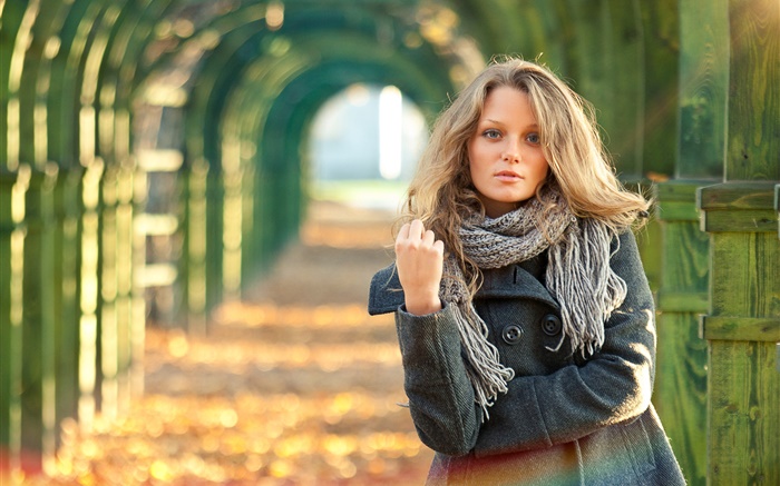 Blonde Mädchen, Porträt, Herbst Hintergrundbilder Bilder