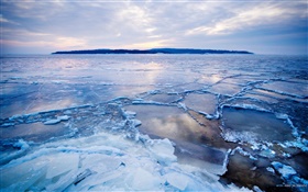 Kalte Arktis, Eis, Schnee, Meer, Dämmerung