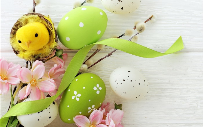 Ostern, Urlaub Dekorieren, Eier, Weidenzweigen , Blumen, Frühling Hintergrundbilder Bilder
