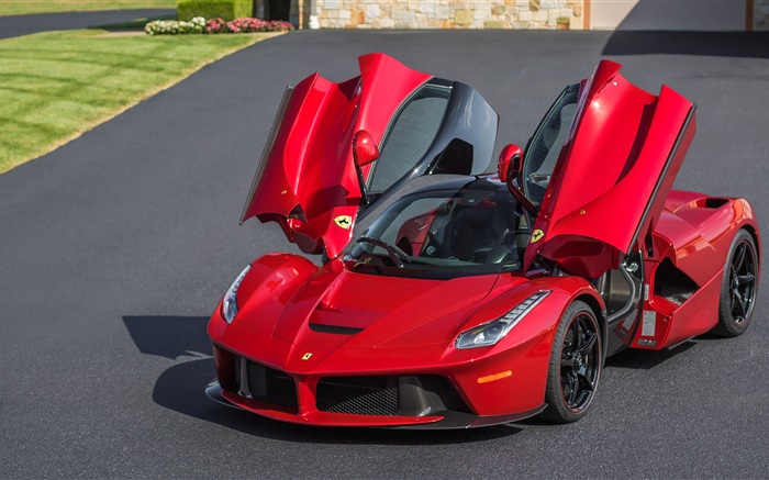 Ferrari Ferrari Laferrari rot supercar, Türen geöffnet Hintergrundbilder Bilder