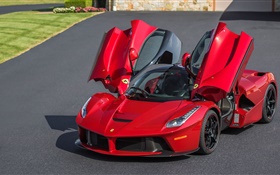 Ferrari Ferrari Laferrari rot supercar, Türen geöffnet HD Hintergrundbilder
