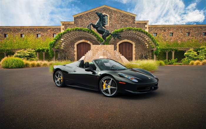 Ferrari schwarz supercar, Haus Hintergrundbilder Bilder
