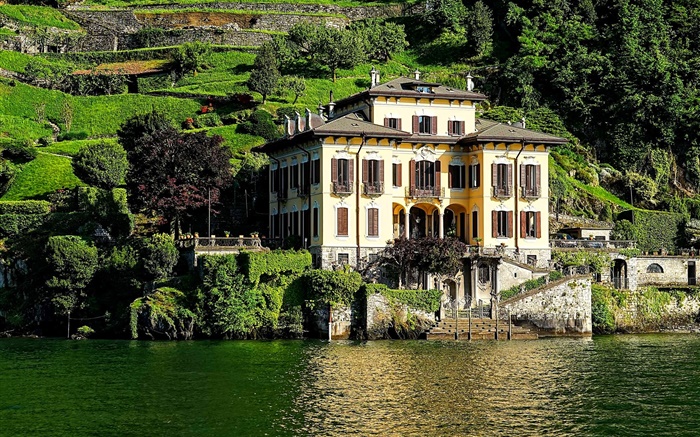 Italien, Comer See, Haus, Villa, Hang Hintergrundbilder Bilder