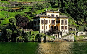 Italien, Comer See, Haus, Villa, Hang HD Hintergrundbilder