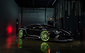 Lamborghini Aventador LP700-4 schwarz supercar, Nacht HD Hintergrundbilder