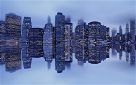 New York, Manhattan, USA, Gebäude, Nebel, Reflexion HD Hintergrundbilder