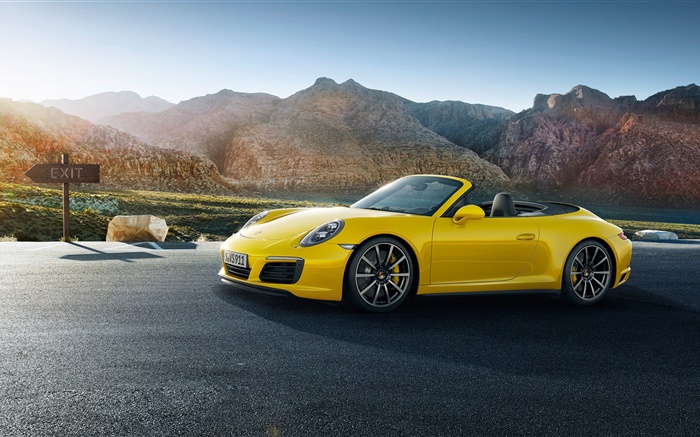 Porsche 911 Carrera gelb supercar Hintergrundbilder Bilder