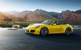 Porsche 911 Carrera gelb supercar HD Hintergrundbilder
