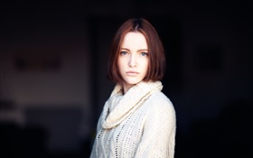 Porträt, kurze Haare, blaue Augen Mädchen HD Hintergrundbilder