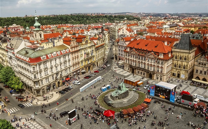 Prag, Altstädter Ring, Stadt, Häuser, Straße, Menschen Hintergrundbilder Bilder