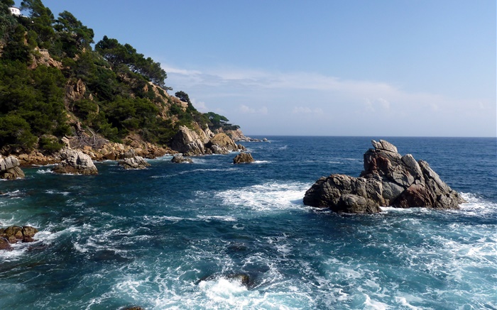Spanien, Meer, Küste, Felsen, Natur Landschaft Hintergrundbilder Bilder