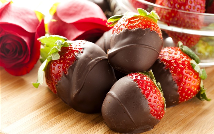 Erdbeeren, Schokolade, Dessert Hintergrundbilder Bilder
