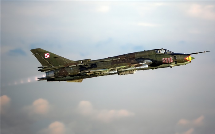 Su-22 Kämpfer, Bomber, fliegen in den Himmel Hintergrundbilder Bilder