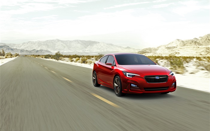 Subaru Impreza rotes Auto Geschwindigkeit Hintergrundbilder Bilder