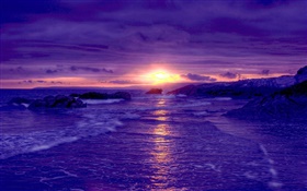 Sonnenuntergang, Strand, Küste, roten Himmel HD Hintergrundbilder