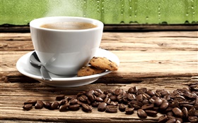 Kaffeebohnen , Kekse, Tasse, Dampf HD Hintergrundbilder