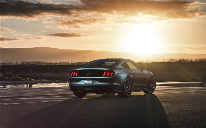 Ford Mustang 2015 GT supercar bei Sonnenuntergang Hintergrundbilder Bilder