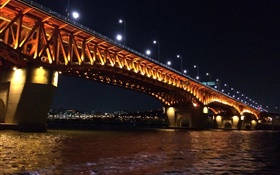 Han-Fluss, Brücke, Beleuchtung, Beleuchtung, Seoul, Korea HD Hintergrundbilder