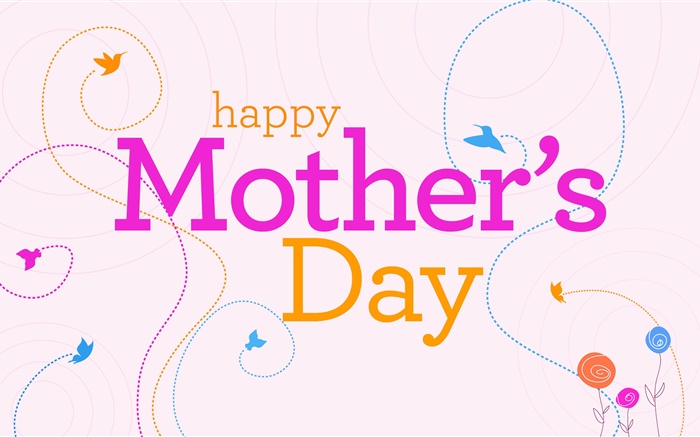 Happy Mothers Day, Vektor-Bilder, Blumen, Vögel Hintergrundbilder Bilder