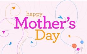 Happy Mothers Day, Vektor-Bilder, Blumen, Vögel HD Hintergrundbilder